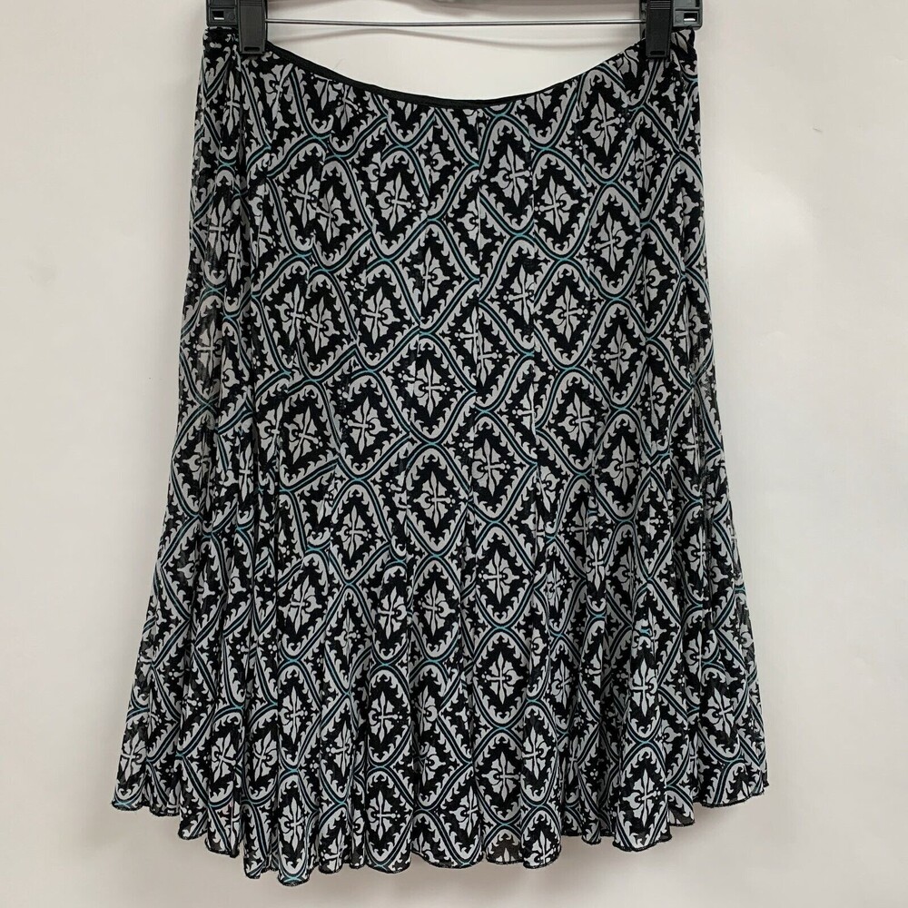 Nicole by Nicole Miller Women's Skirt Size 4 Multi-color Black Aqua Light Gray